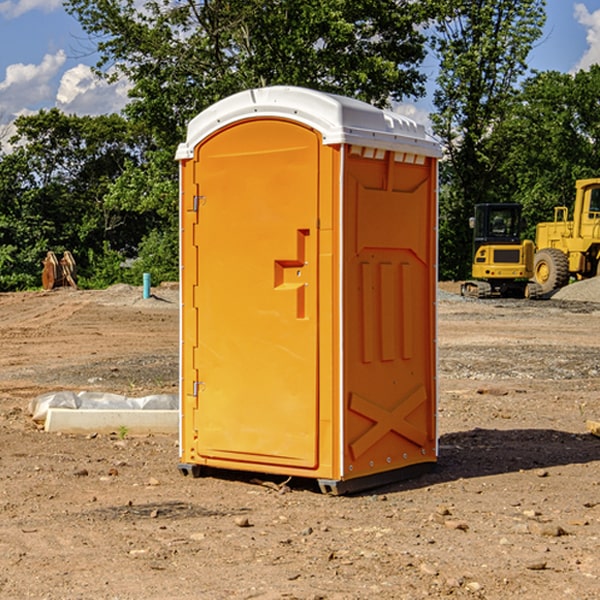 how often are the portable restrooms cleaned and serviced during a rental period in Shelby County IN